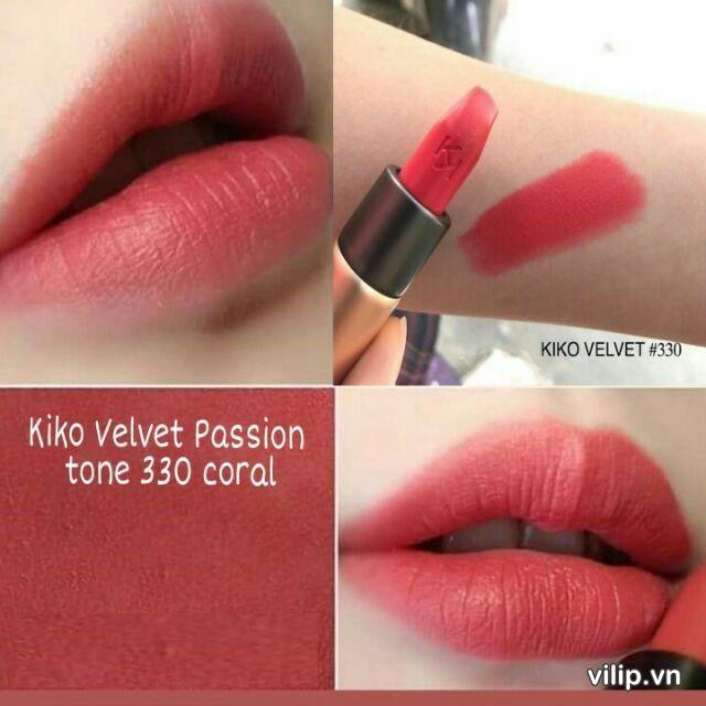 Son Kiko Velvet Passion 330 cho làn môi căng mịn, mềm mượt