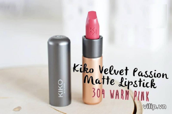 Son KiKo Velvet Passion Matte Lipstick 304 Warm Pink–Mu Hong Am 4