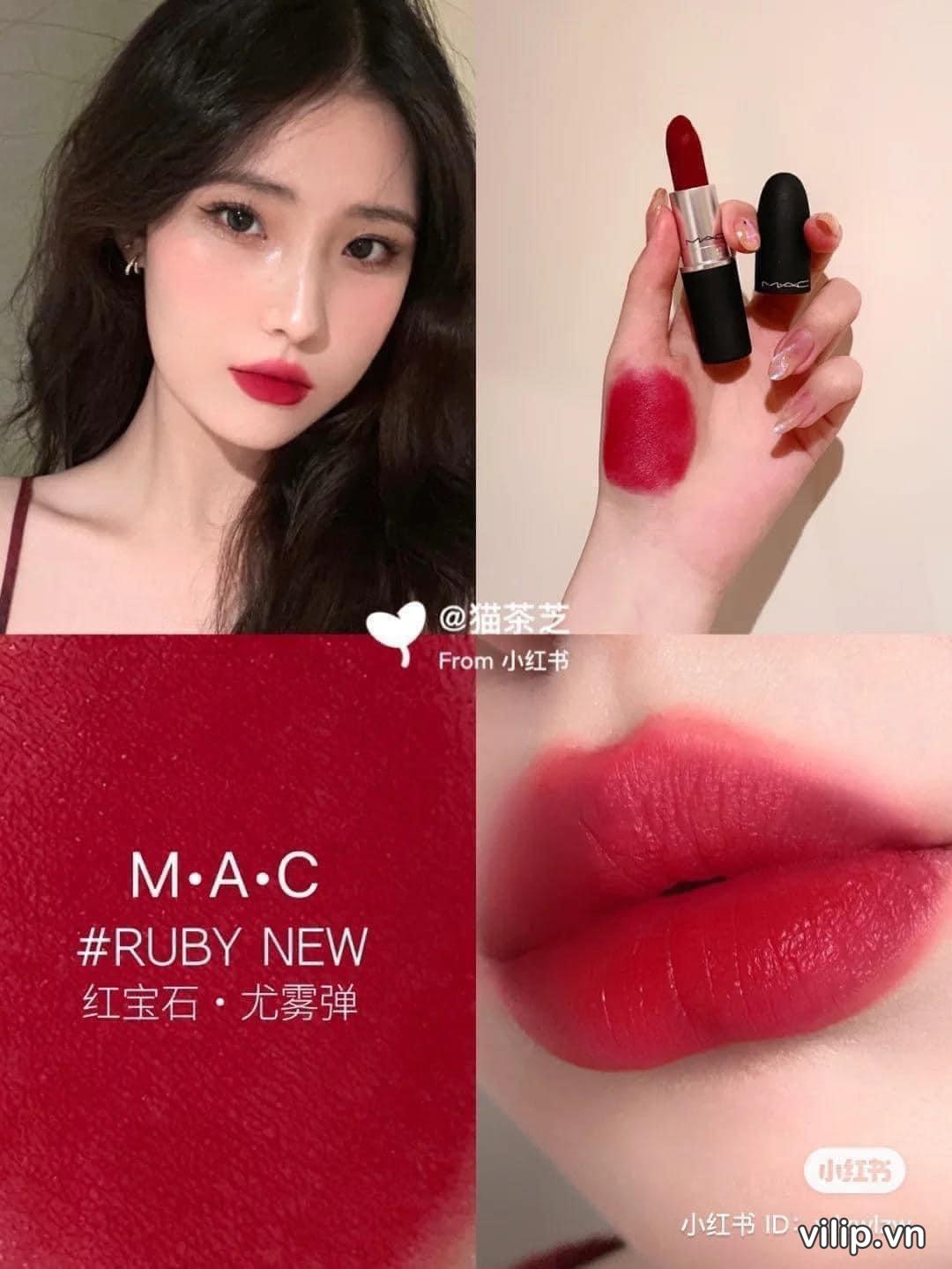 Son Mac Powder Kiss Lipstick 935 Ruby New Màu Đỏ Thuần 15