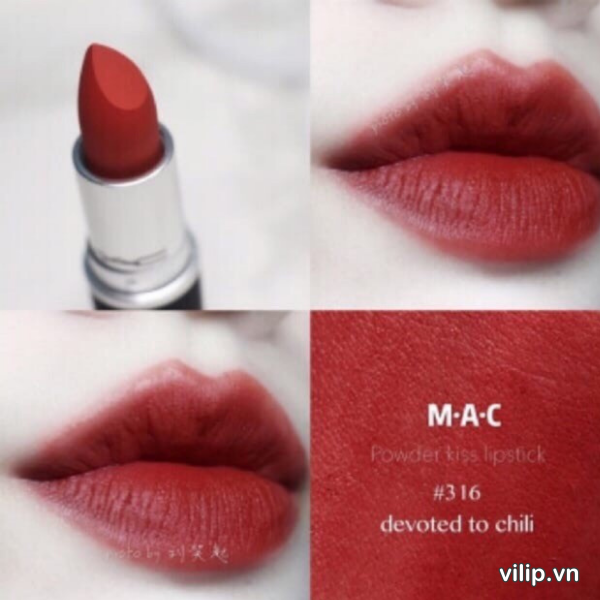 Set Son Mac Brick Red Lipstick Duo (Mac Matte Marrakech, Mac Powder Kiss Devoted To Chili) Màu Đỏ Nâu, Đỏ Đất
