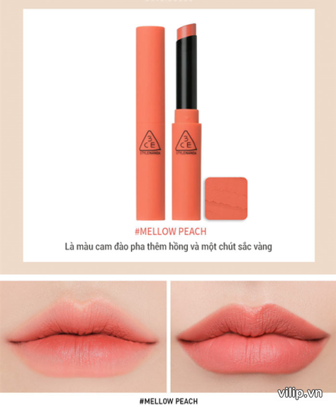 Son 3CE Slim Velvet Lip Color Mellow Peach Mau Cam Dao 8 1