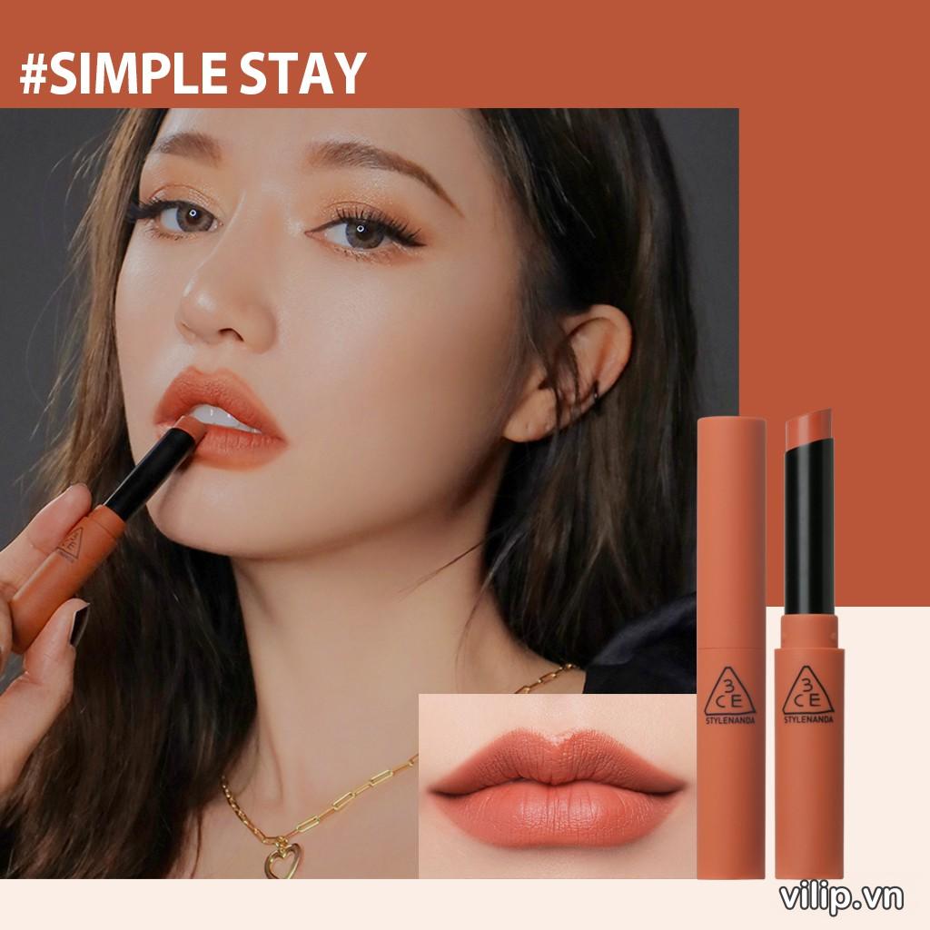 Son 3CE Slim Velvet Lip Color Simple Stay – Mau Cam Nude 12