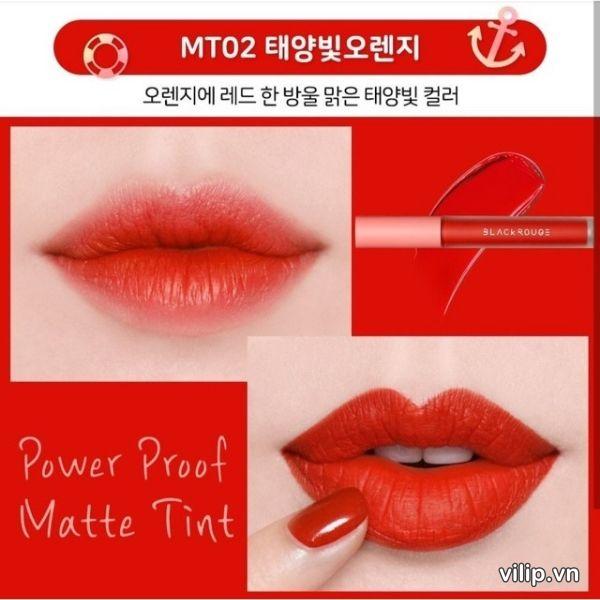 Son Black Rouge All Day Power Proof Matte Tint MT02 Sunny Orange - Màu Đỏ  Cam | Vilip Shop - Mỹ phẩm chính hãng