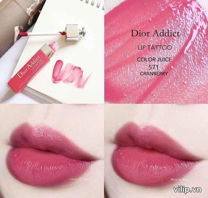 Son Dior Addict Lip Tattoo 571 Cranberry Fullbox Màu Đỏ Hồng Đất 33