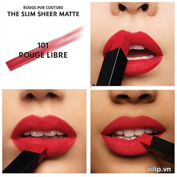 Son YSL Rouge Pur Couture The Slim Màu Rouge Libre 101 - Màu Đỏ Tươi