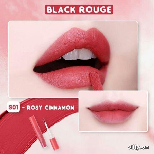 Son Black Rouge Mousse Blending S01 Rosy Cinnamon - Màu Hồng Đào Ấm