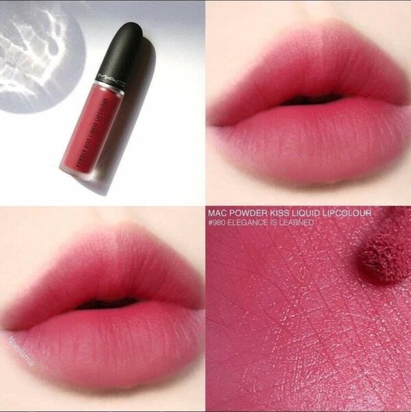 Son Kem Mac Powder Kiss Liquid Lipcolour 980 Elegance is Learned – Do hong 2