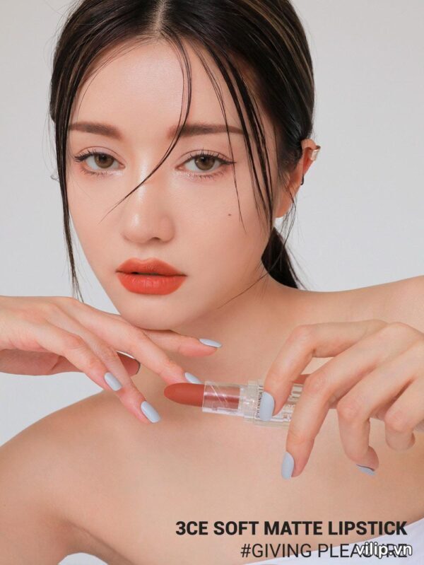 Son 3CE Soft Matte Lipstick #Giving Pleasure - Màu Cam Gạch Bước đột phá mới lạ trong thiết kế của 3CE
