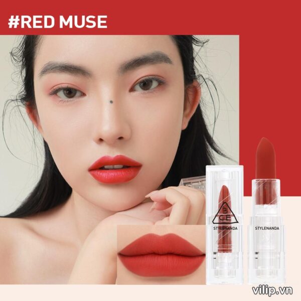 Son 3CE Soft Matte Lipstick #Red Muse - Màu Đỏ Cam