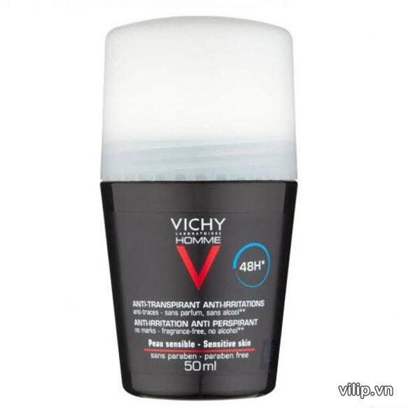Lăn Khử Mùi Vichy Homme Anti Transpirant Anti Irritations 48h (Đen) Dd