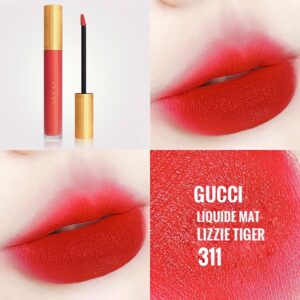Son Kem Lì Gucci Rouge Liquid Matte Màu 311 Lizzie Tiger (new) Màu đỏ Cam 9