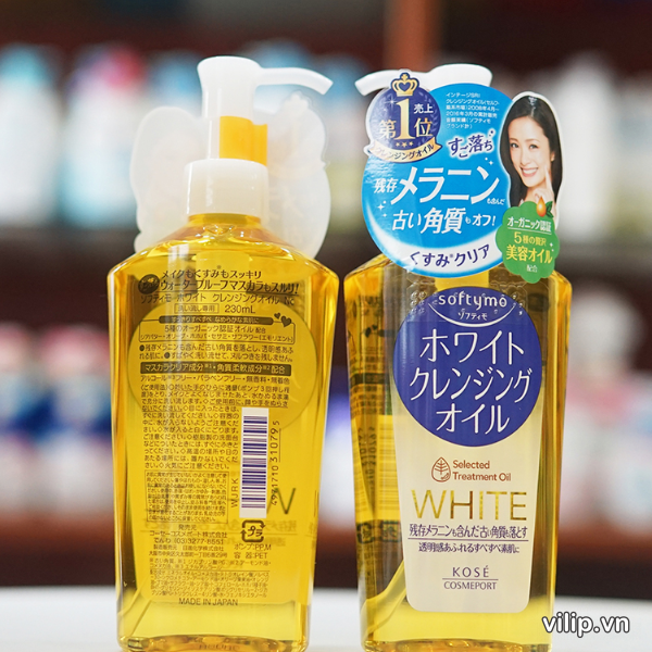 Dầu Tẩy Trang Kose Softymo White Cleansing Oil (Chai Màu Vàng Nhạt)