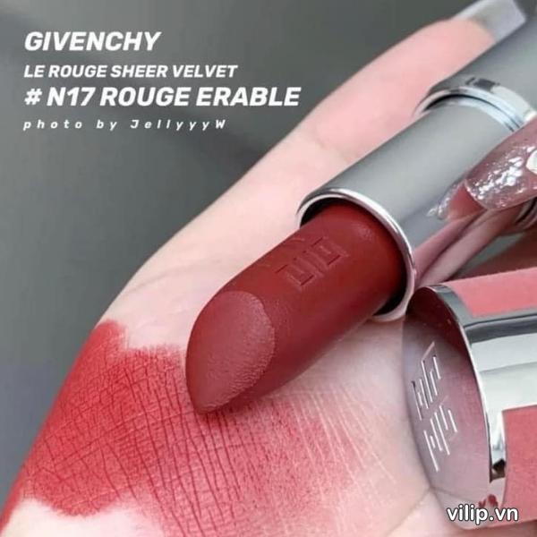 Son Givenchy Le Rouge Sheer Velvet 17 Rouge Erable Mau Do Hong Dat 3