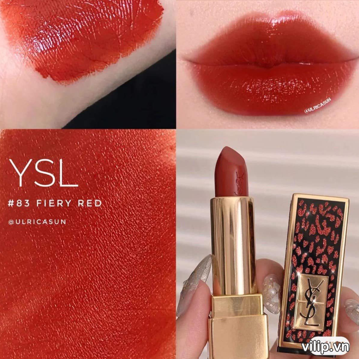 Son Ysl Rouge Pur Couture Holiday Edition 83 Fiery Red (limited) – Màu Đỏ Gạch 4
