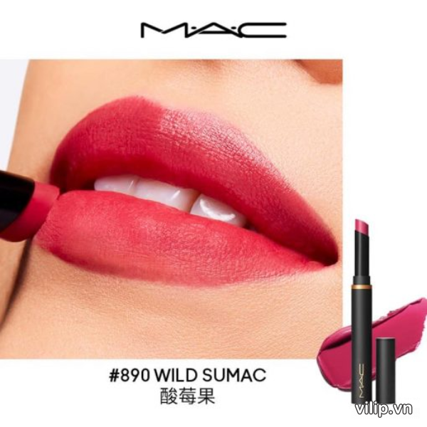 Son Mac Powder Kiss Velvet Blur Slim 890 Wild Sumac Mau Hong Am 3