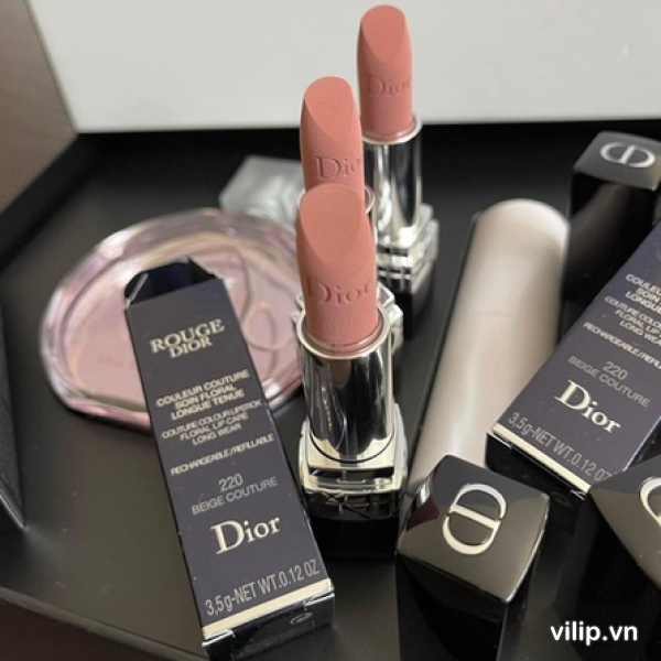Son Dior Velvet 220 Beige Couture (new) – Màu Hồng Nude 5