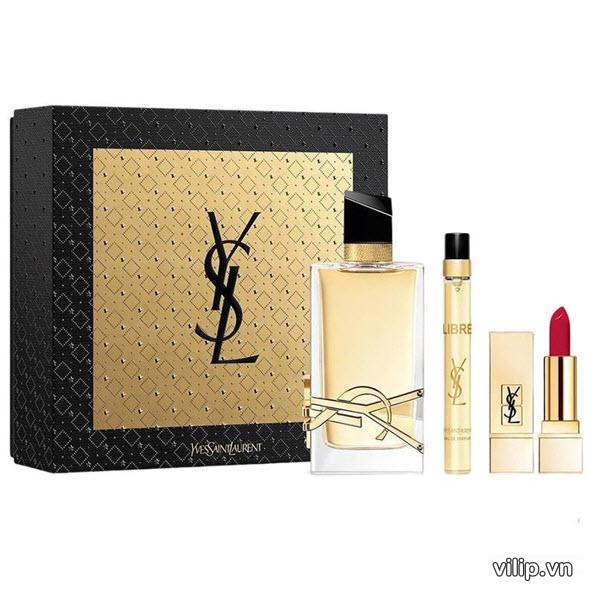 Set Nước Hoa Nữ Ysl Yves Saint Laurent Libre Edp Holiday Xmas Gift Set 3 Món (90ml + 10ml + Son Ysl 21 Màu Đỏ Ruby)