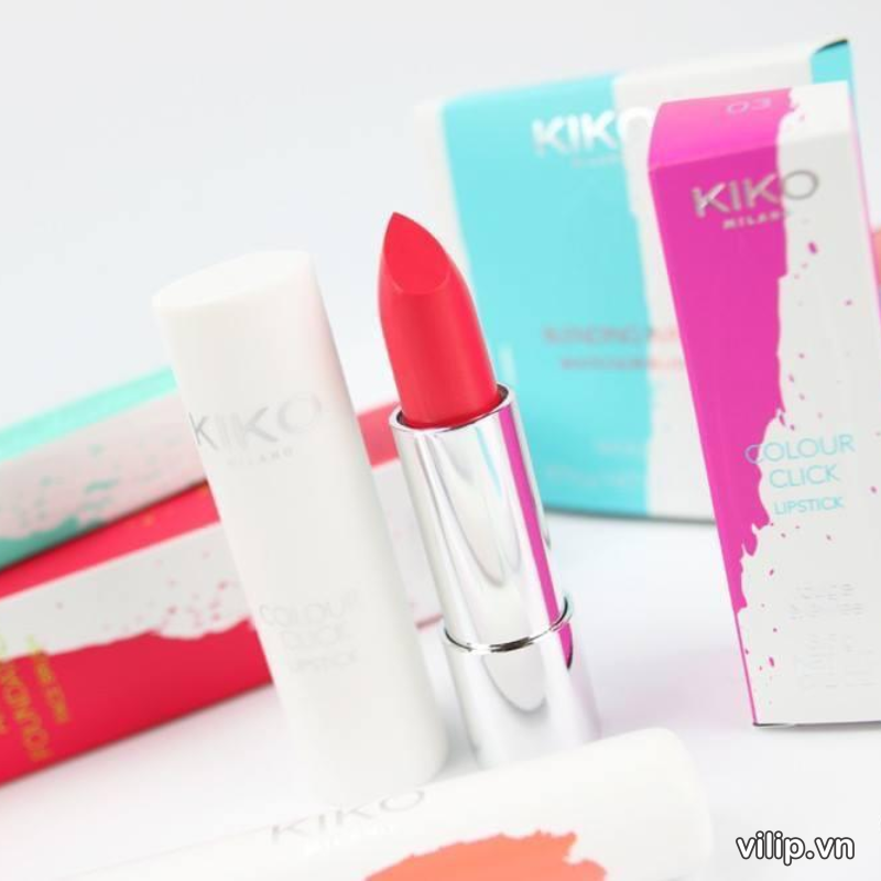 Son Kiko Colour Click Lipstick 03 Clamorous Strawberry – Màu đỏ Hồng