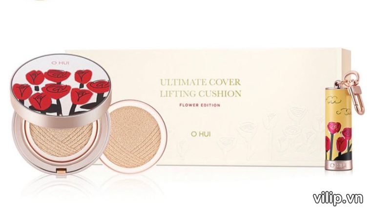 Set Phấn Nước Chống Nắng Ohui Ultimate Cover Lifting Cushion Flower Limited Edition 81