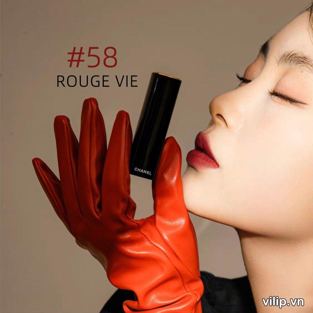 Son Chanel Rouge Allure Velvet 58 Rouge Vie Màu Đỏ Mận Chín 3