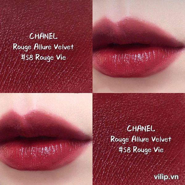 Son Chanel Rouge Allure Velvet 58 Rouge Vie Màu Đỏ Mận Chín 5