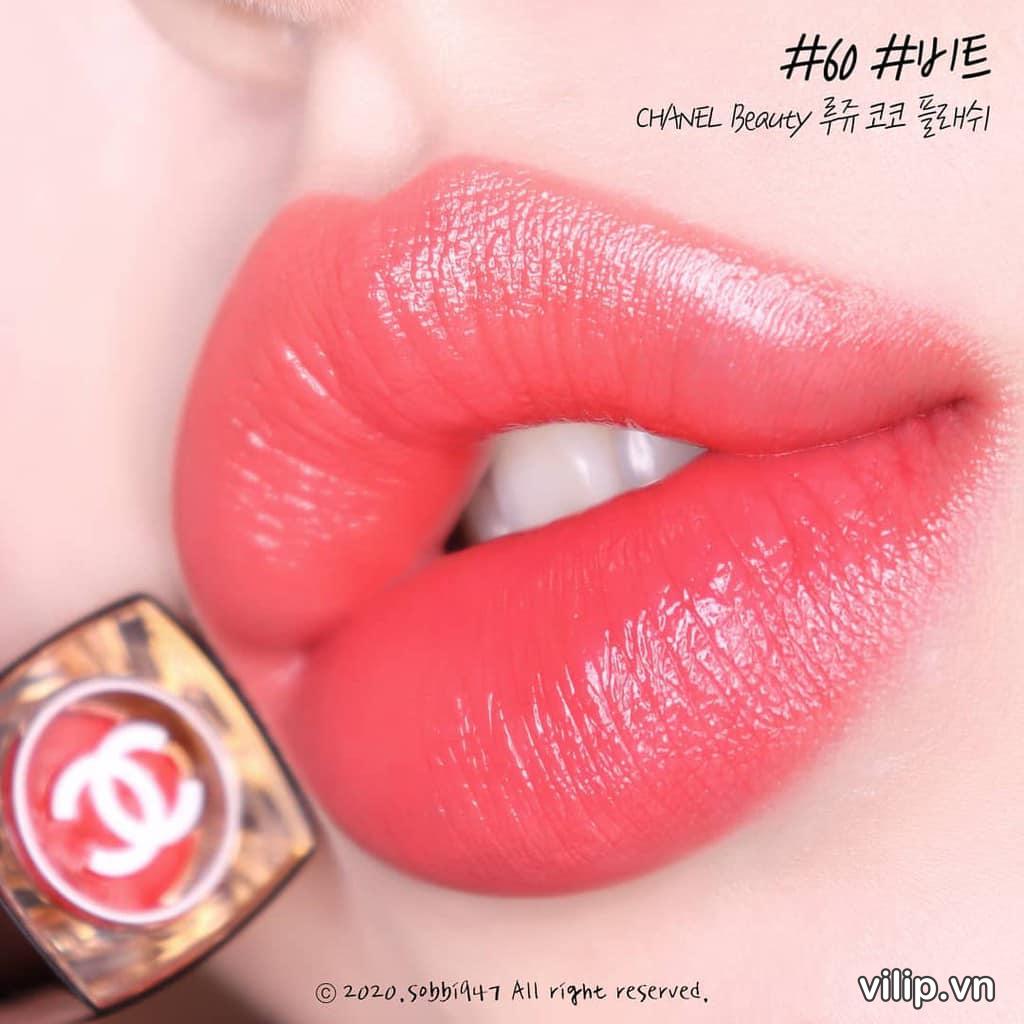 Son Chanel Rouge Coco Flash Hydrating Vibrant Shine Lip Colour 60 Beat Màu Hồng Cam San Hô 4